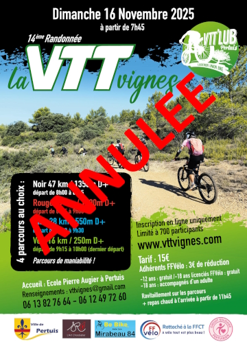 La VTT Vignes 2025 est annulée
