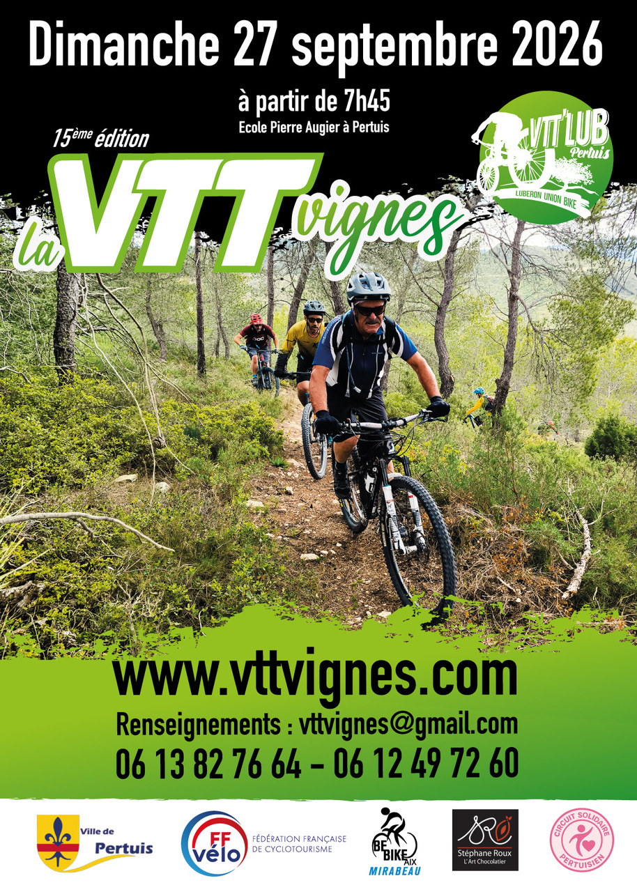 La randonnée VTT Vignes aura lieu dimanche 27 septembre à partir de 7h45